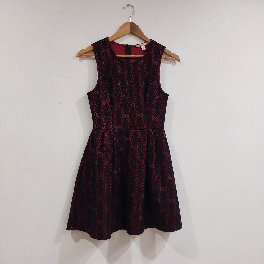 Red and Black lace fit and flare dress Modcloth Francescas